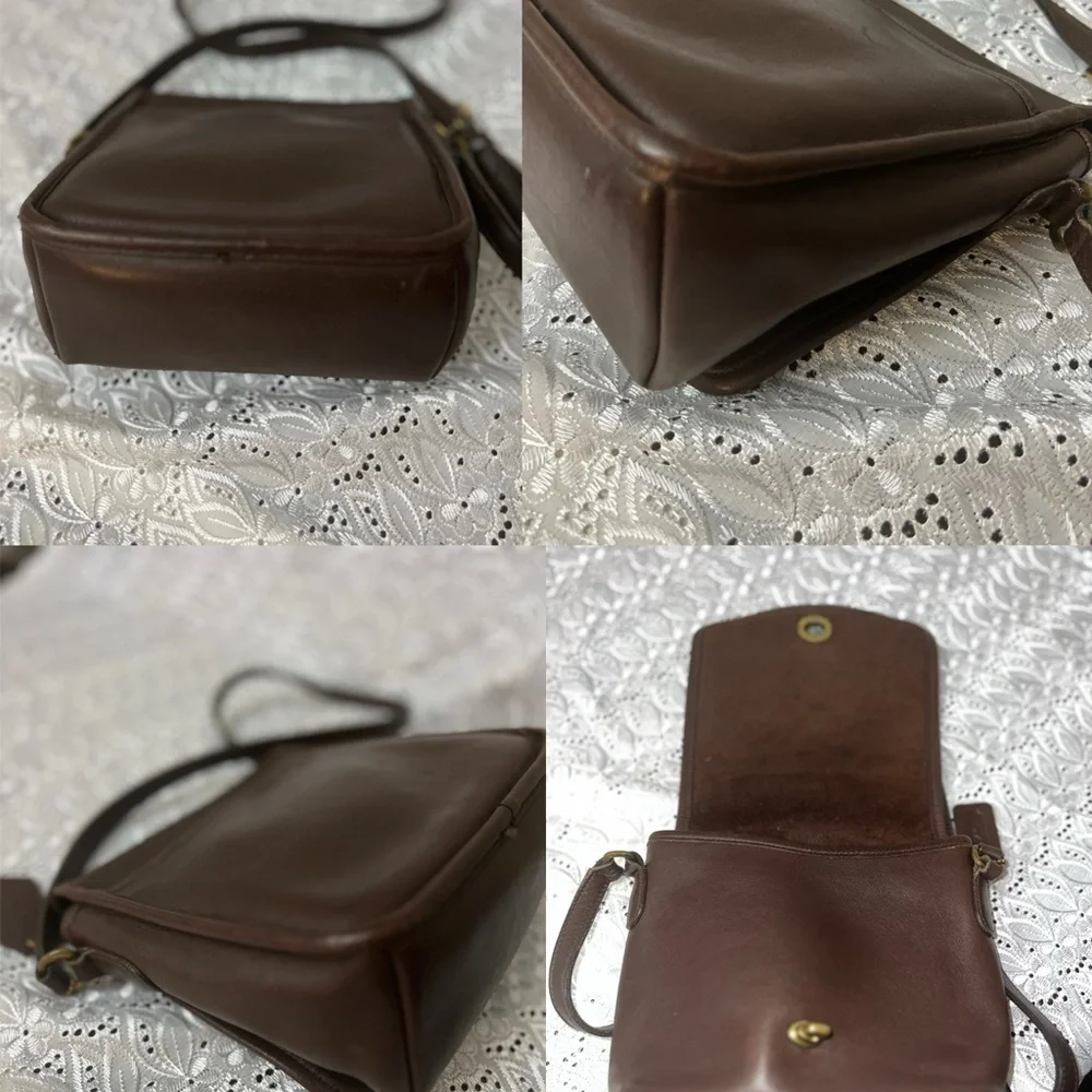 Vintage Coach #9076 Brown Leather Messenger Bag with Adjustable Strap